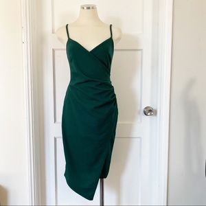 PrettyLittleThing Green Deep V Bodycon Dress Size 8